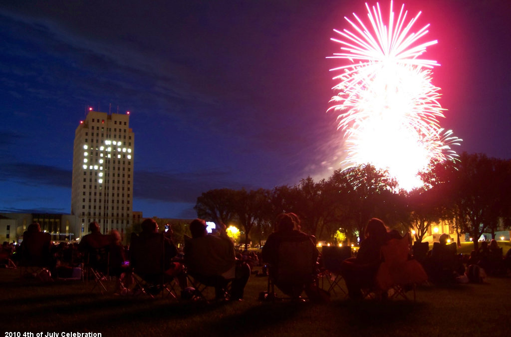 Picture of North Dakota State Capitol Fourth of July Fireworks